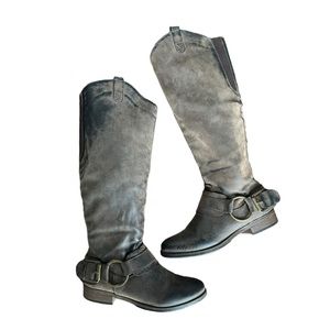 Crown Vintage Distressed Brown Tall Boots Size 6